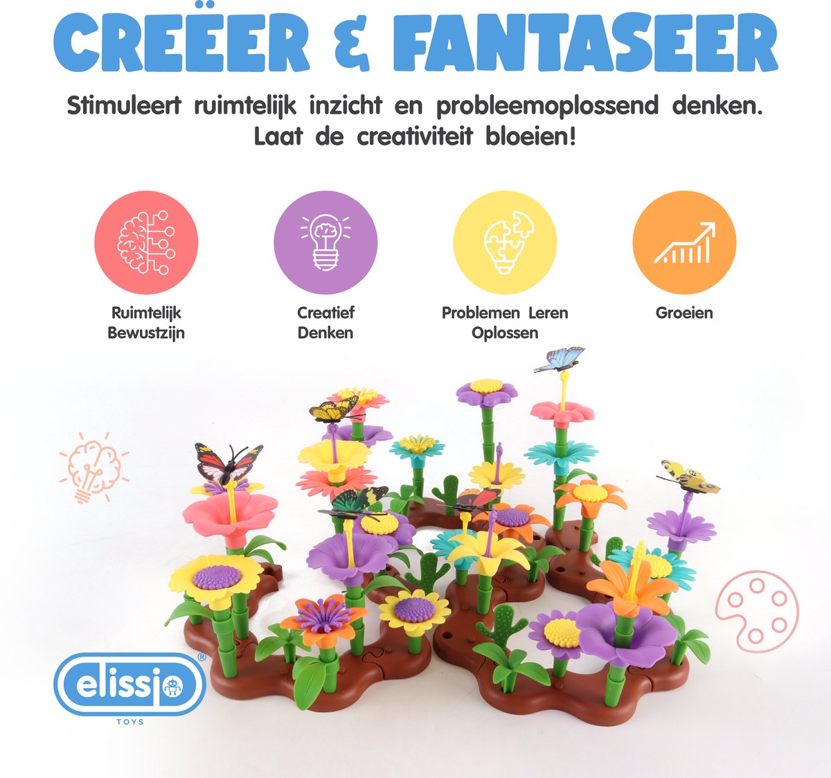 Elissio® Bloemen Bouwset – 144 Stuks