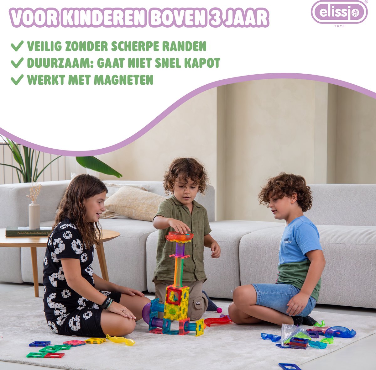 Elissio® Magnetische Knikkerbaan – 130 Stuks
