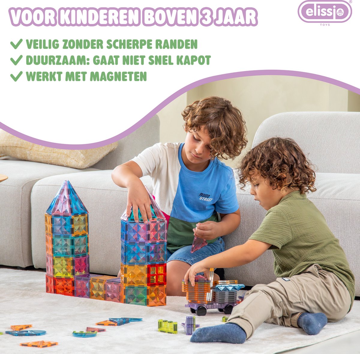 Elissio® Star Pastel Magnetische Bouwstenen – 42 Stuks