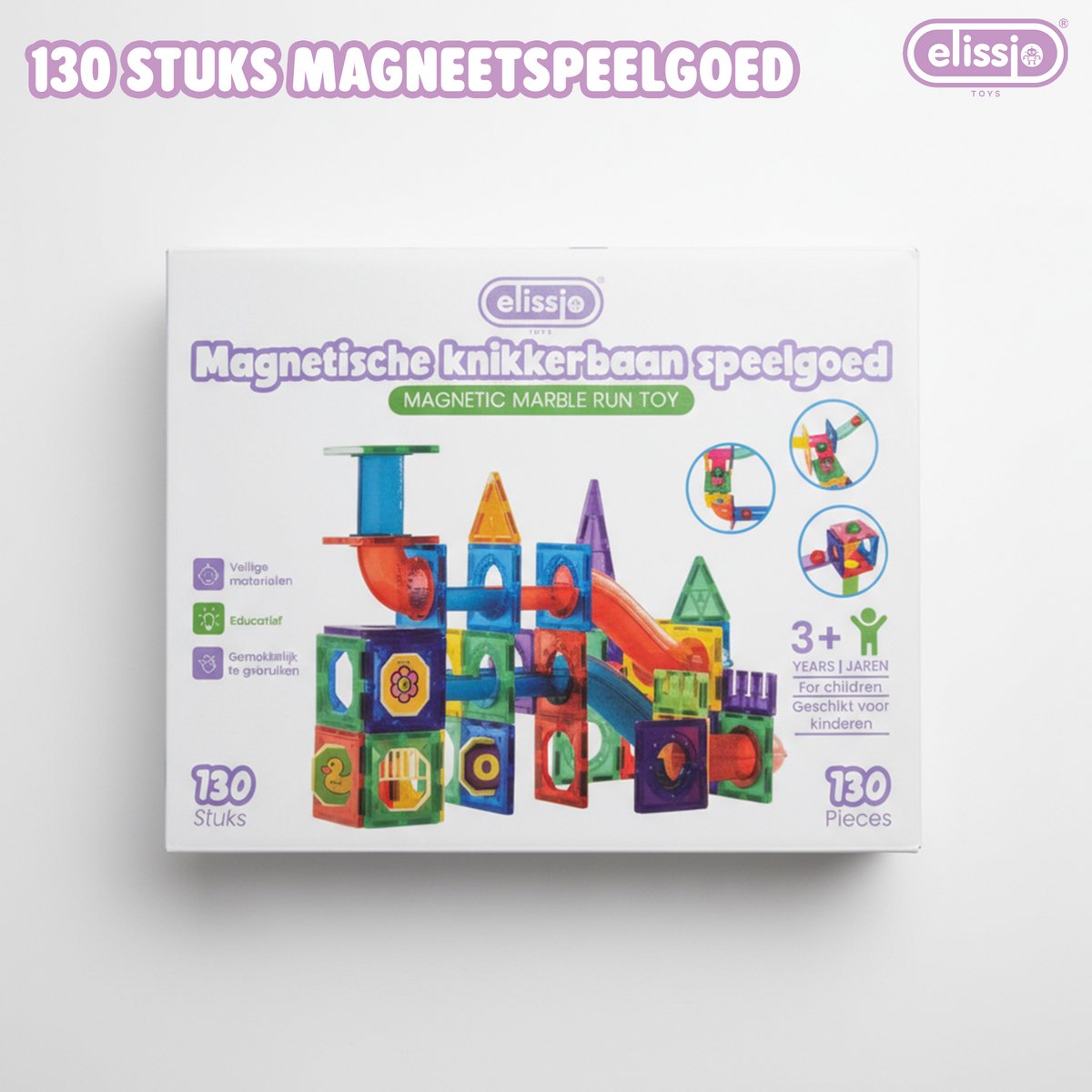 Elissio® Magnetische Knikkerbaan – 130 Stuks