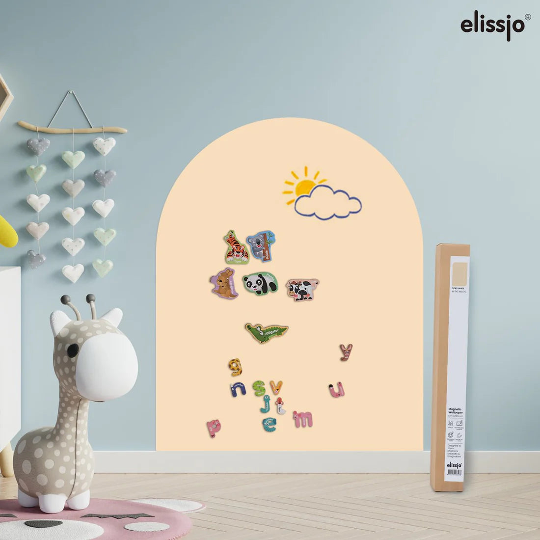 Elissio® Magneticoo Muursticker Boog 100x80 cm – Vanillegeel
